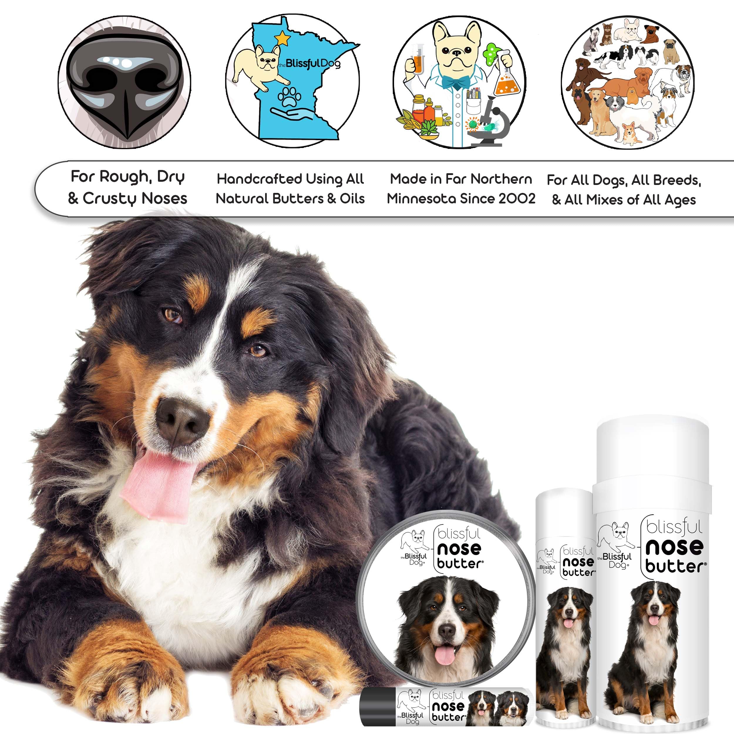 The Blissful Dog Bernese Mountain Dog Unscented Nose Butter - Dog Nose Butter
